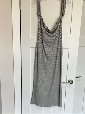 Urban Outfitters Black and White Striped Scoop Neck Midi Dress